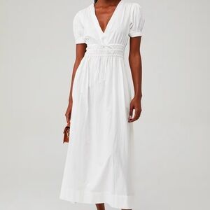 LOVESHACKFANCY - SABELA COTTON MIDI DRESS - WHITE - SIZE LARGE